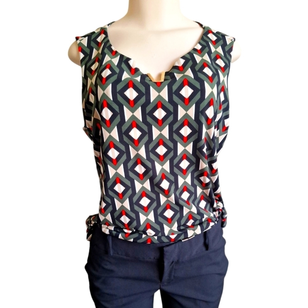 Calvin Klein Sleeveless Geometric Print Top Size LNew with tags! MSRP $49.50